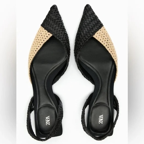 Zara Limited Edition Raffia Slingback Sandal Flats - Picture 2 of 7
